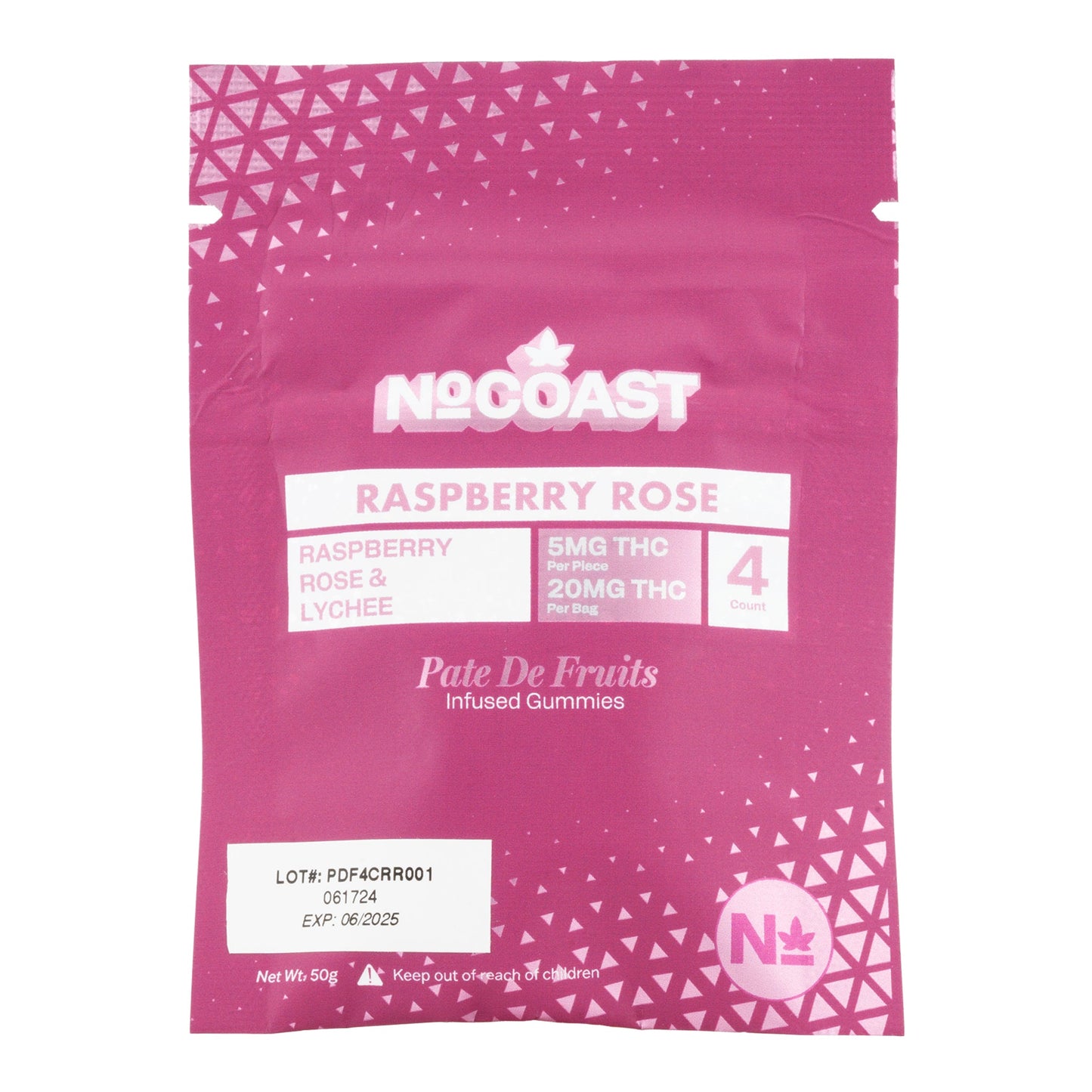 NoCoast Raspberry Rose Pate de Fruit Gummies 4ct